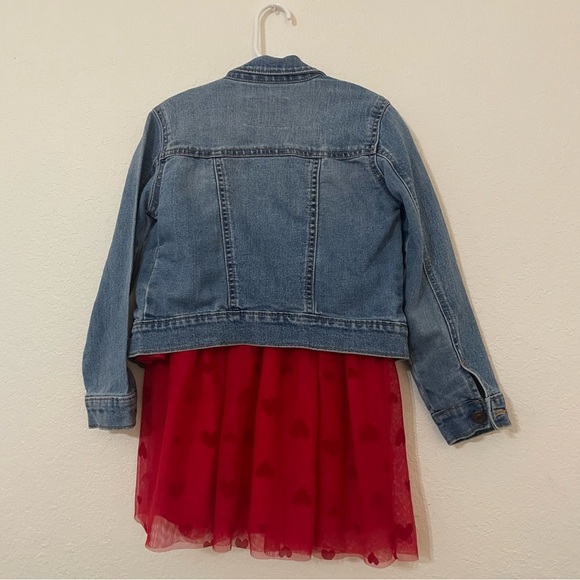 Old Navy Stylish Denim Jacket with Red Dress for Kids size 5, 6-7 outfit bundle - Picture 5 of 7